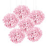 15" Light Pink Tissue Pom-Pom Decorations - 6 Pc. Image 1