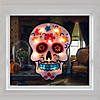 15" Lighted Day of the Dead Sugar Skull Halloween Window Silhouette Decor Image 1