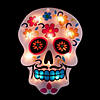 15" Lighted Day of the Dead Sugar Skull Halloween Window Silhouette Decor Image 2
