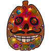 15" Lighted Sugar Skull Pumpkin Halloween Window Silhouette Image 1