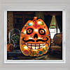 15" Lighted Sugar Skull Pumpkin Halloween Window Silhouette Image 1