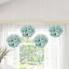 15" Mint Green Hanging Tissue Paper Pom-Pom Decorations - 6 Pc. Image 2