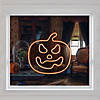 15" Orange LED Lighted Neon Style Jack-O-Lantern Halloween Window Silhouette Image 1