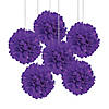 15" Purple Hanging Tissue Paper Pom-Pom Decorations - 6 Pc. Image 1