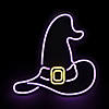 15" Purple LED Lighted Neon Style Witch Hat Halloween Window Silhouette Image 1
