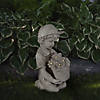 15" Solar LED Lighted Boy with Flowers Outdoor Garden Statue Image 1