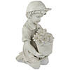 15" Solar LED Lighted Boy with Flowers Outdoor Garden Statue Image 2