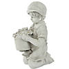 15" Solar LED Lighted Boy with Flowers Outdoor Garden Statue Image 3