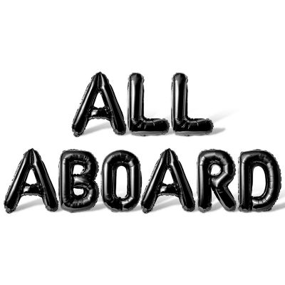 16 Inch Black ALL ABOARD Letter Balloon Banner Image 1
