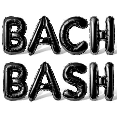 16 Inch Black BACH BASH Letter Balloon Banner Image 1