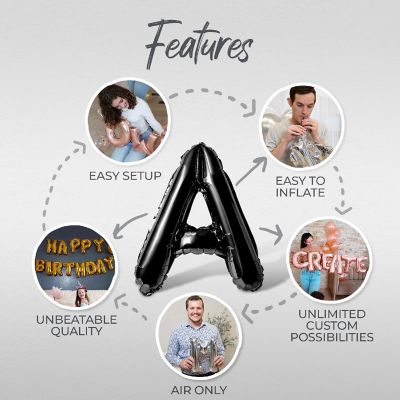 16 Inch Black BACH BASH Letter Balloon Banner Image 1