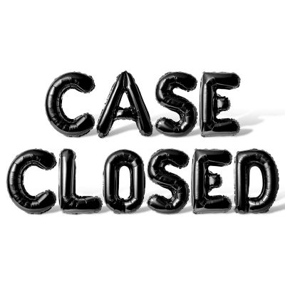 16 Inch Black CASE CLOSED Letter Balloon Banner Image 1