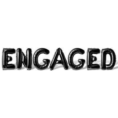 16 Inch Black ENGAGED Letter Balloon Banner Image 1