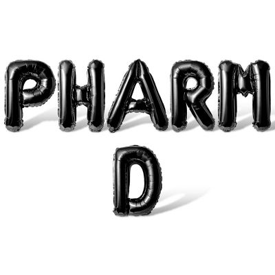 16 Inch Black PHARM D Letter Balloon Banner Image 1