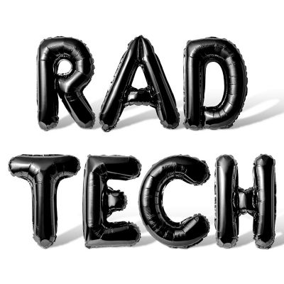 16 Inch Black RAD TECH Letter Balloon Banner Image 1