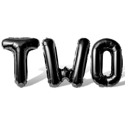 16 Inch Black TWO Letter Balloon Banner Image 1