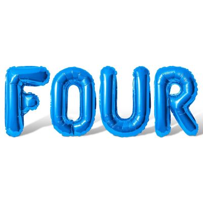 16 Inch Blue FOUR Letter Balloon Banner Image 1
