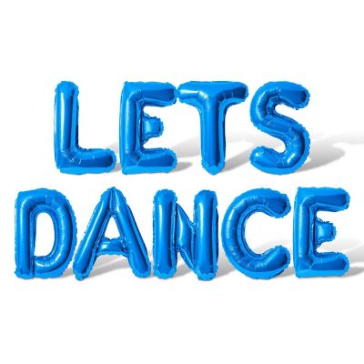 16 Inch Blue LETS DANCE Letter Balloon Banner Image 1