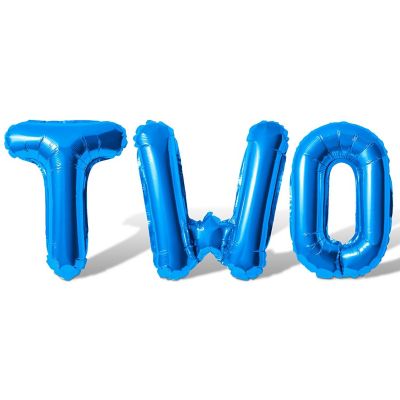 16 Inch Blue TWO Letter Balloon Banner Image 1