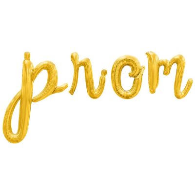 16 Inch Cursive Gold PROM Letter Balloon Banner Image 1