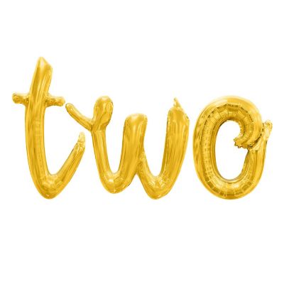 16 Inch Cursive Gold TWO Letter Balloon Banner Image 1