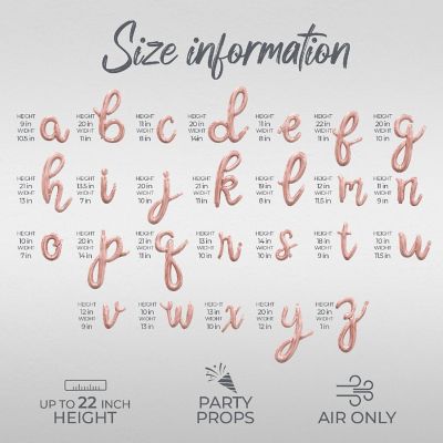 16 Inch Cursive Rose Gold THREE  Letter Balloon Banner Image 2