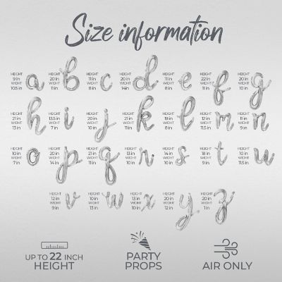 16 Inch Cursive Silver ON CLOUD 9 Letter Balloon Banner Image 2