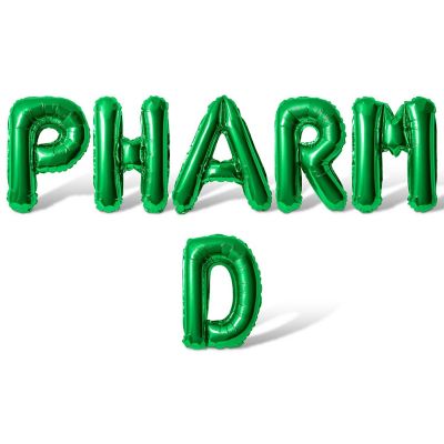 16 Inch Green PHARMD Letter Balloon Banner Image 1