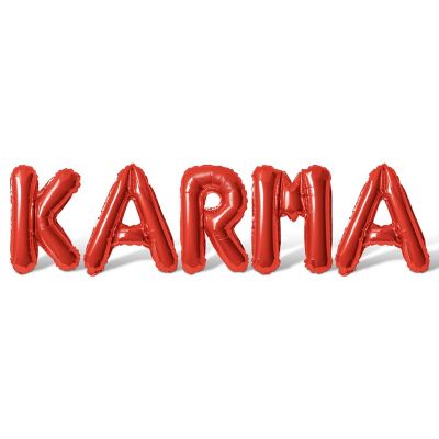16 Inch Red KARMA Letter Balloon Banner Image 1