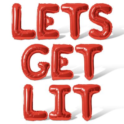 16 Inch Red LETS GET LIT Letter Balloon Banner Image 1