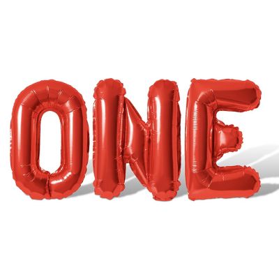 16 Inch Red ONE Letter Balloon Banner Image 1