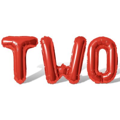 16 Inch Red TWO Letter Balloon Banner Image 1