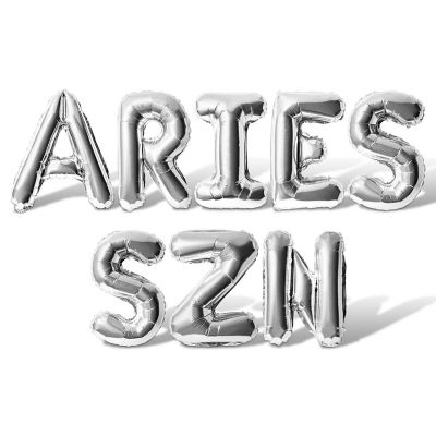 16 Inch Silver ARIES SZN Letter Balloon Banner Image 1