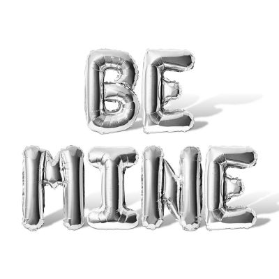 16 Inch Silver BE MINE Letter Balloon Banner Image 1