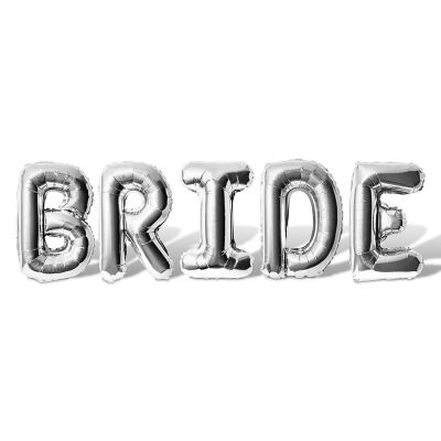 16 Inch Silver BRIDE Letter Balloon Banner Image 1