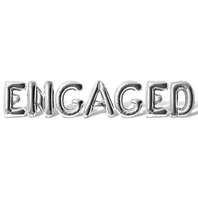 16 Inch Silver ENGAGED Letter Balloon Banner Image 1