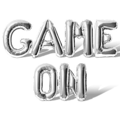 16 Inch Silver GAME ON Letter Balloon Banner Image 1