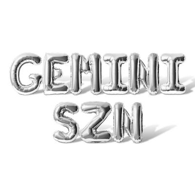 16 Inch Silver GEMINI SZN Letter Balloon Banner Image 1