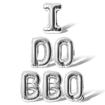 16 Inch Silver I DO BBQ Letter Balloon Banner Image 1