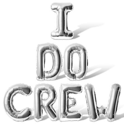 16 Inch Silver I DO CREW Letter Balloon Banner Image 1