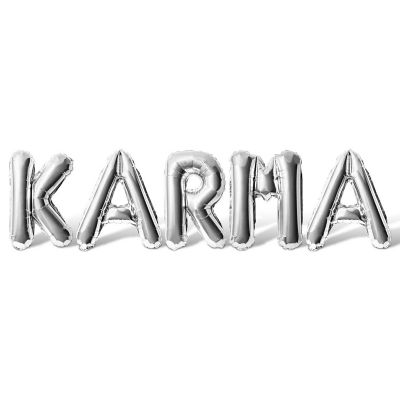 16 Inch Silver KARMA Letter Balloon Banner Image 1