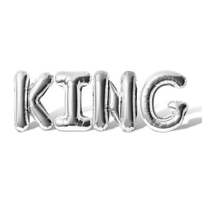 16 Inch Silver KING Letter Balloon Banner Image 1