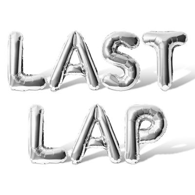 16 Inch Silver LAST LAP Letter Balloon Banner Image 1