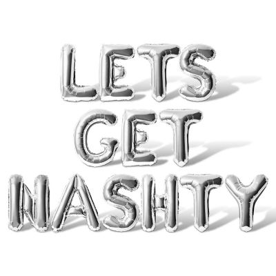 16 Inch Silver LETS GET NASHTY Letter Balloon Banner Image 1