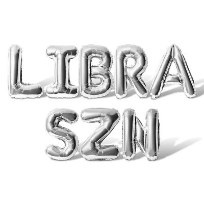16 Inch Silver LIBRA SZN Letter Balloon Banner Image 1