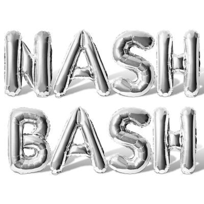 16 Inch Silver NASH BASH Letter Balloon Banner Image 1