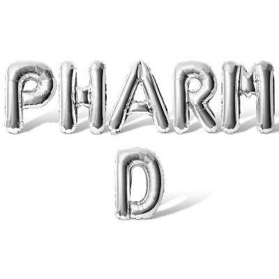 16 Inch Silver PHARM D Letter Balloon Banner Image 1