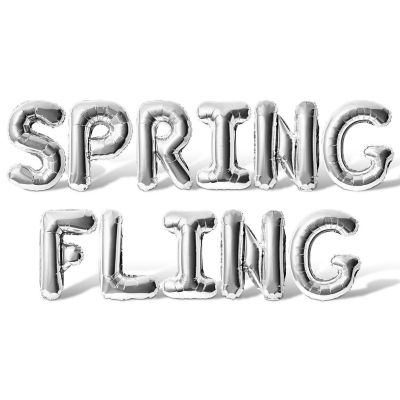 16 Inch Silver SPRING FLING Letter Balloon Banner Image 1
