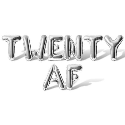 16 Inch Silver TWENTY AF Letter Balloon Banner Image 1