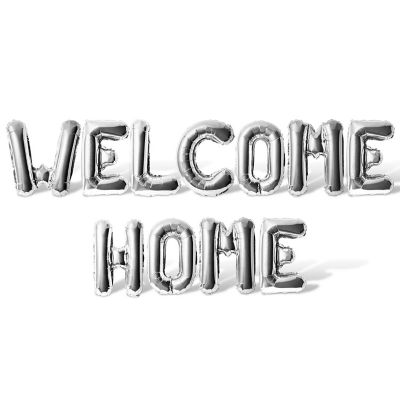 16 Inch Silver WELCOME HOME Letter Balloon Banner Image 1